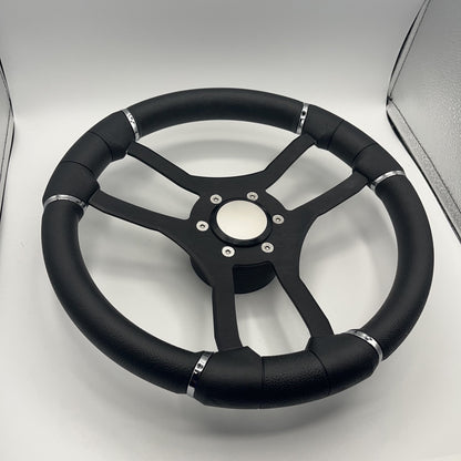 Malera Boat Steering Wheel Black Aluminum Spokes | Blank Snap-in