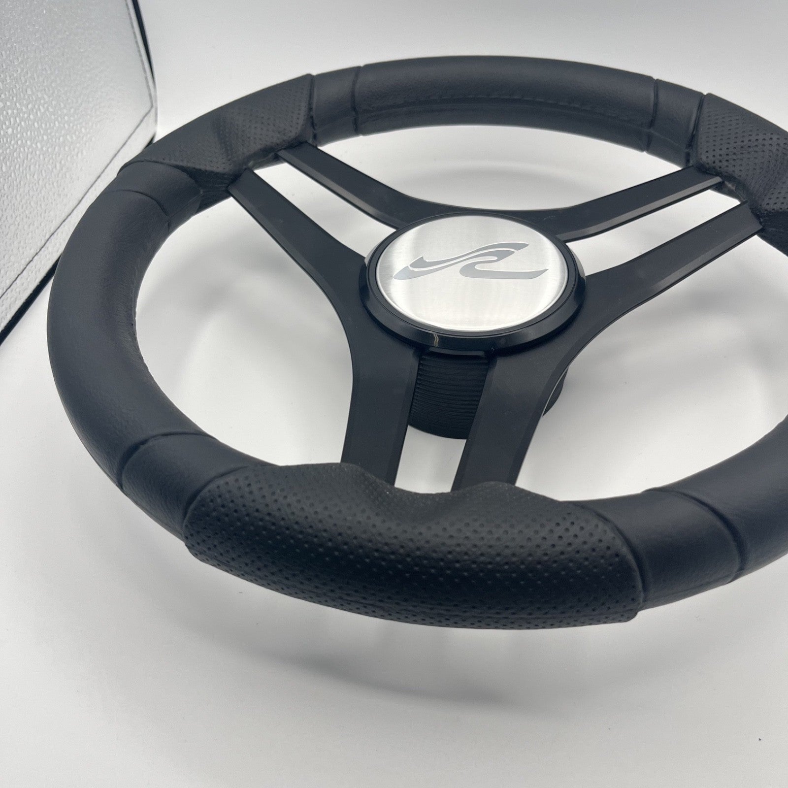 Molinara Marine Steering Wheel Black Brushed Alum Spokes | SeaRay Boats