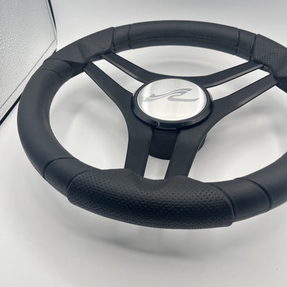 Molinara Marine Steering Wheel Black Brushed Alum Spokes | SeaRay Boats