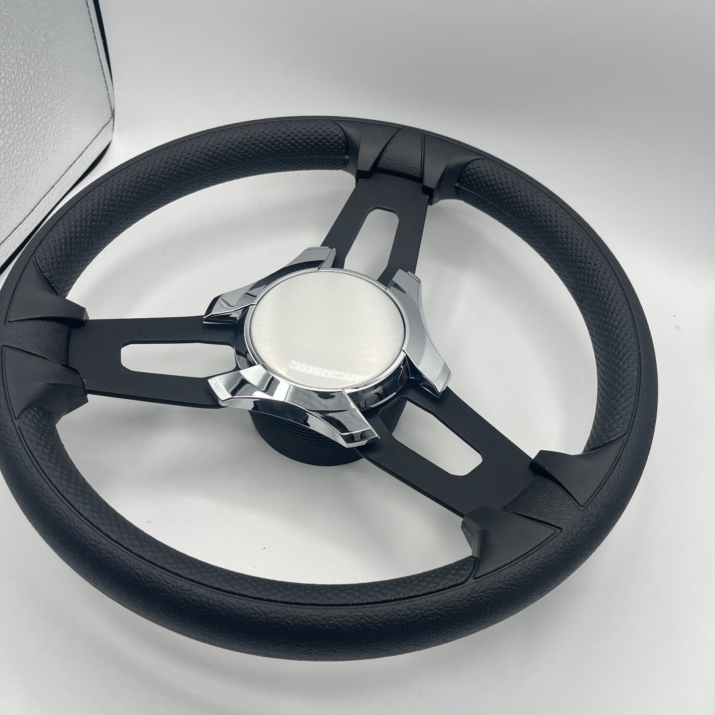 Gussi Italia Boat Model 15 Steering Wheel Black Brushed Alum Spokes |Plain