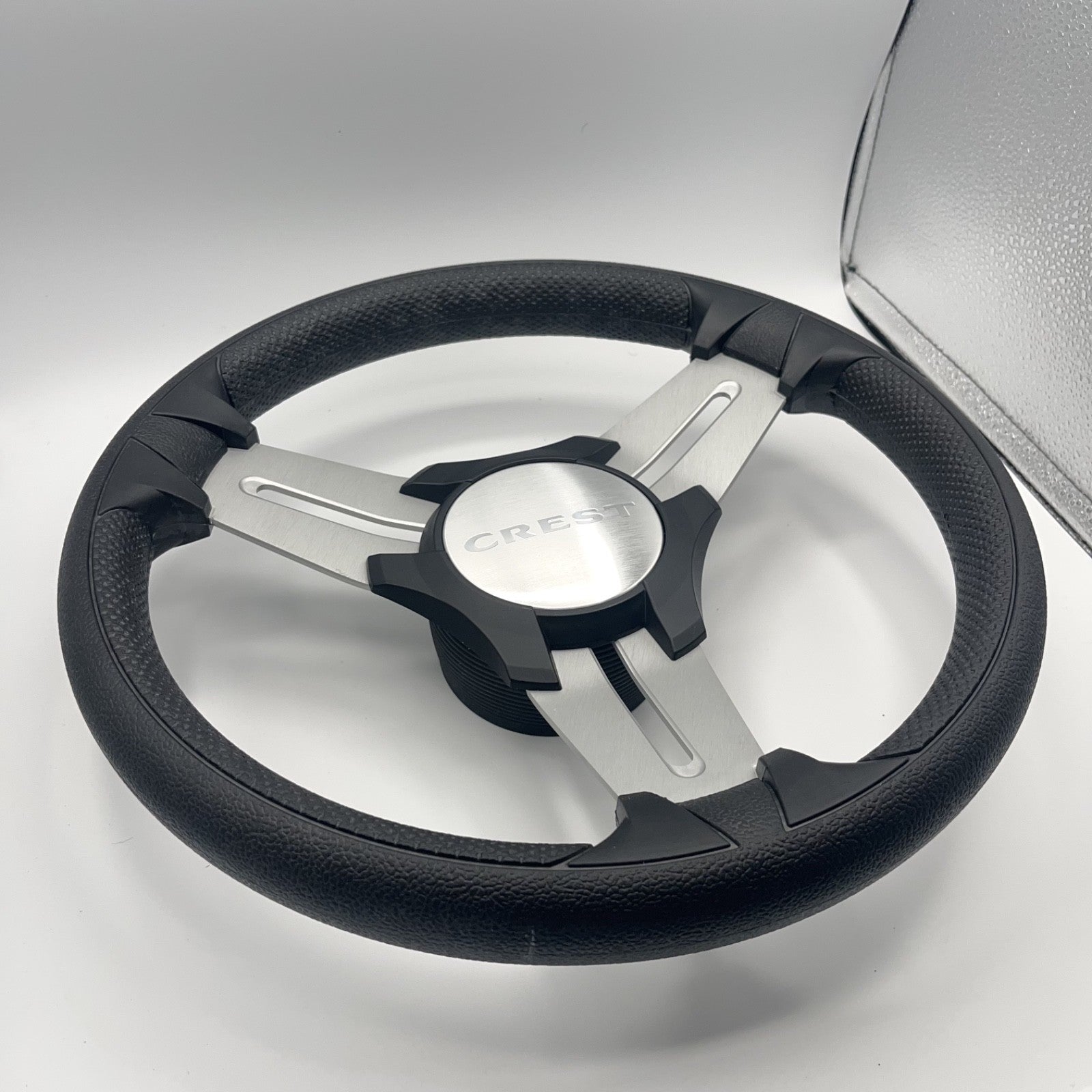 Model 15 Marine Steering Wheel Brushed Aluminum Spokes | Crest Logo