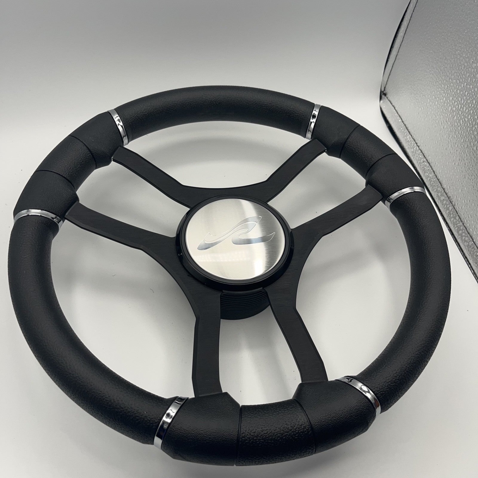 Malera Boat Steering Wheel Black Aluminum Spokes | SeaRay Boats
