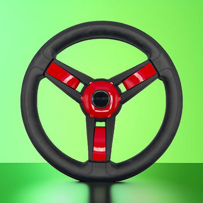 Giazza Golf Cart Steering E-Z-GO HUB Soft Touch Rim ABS Spokes - Red Inserts