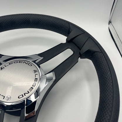 Gussi Italia Marine Steering Wheel Black Brush Metal Spokes | Legend