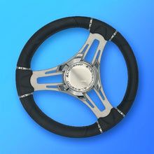 Verona Boat Steering Wheel Gray Brushed Aluminum Spokes | Legend Boats Logo