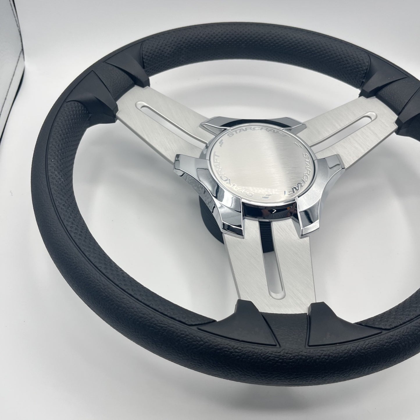 Model 15 Marine Steering Wheel Brush Alum Spokes | Starcraft Chrome