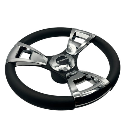 Model M13C Black & Chrome Steering Wheel fits all CLUB CAR DS Golf Carts