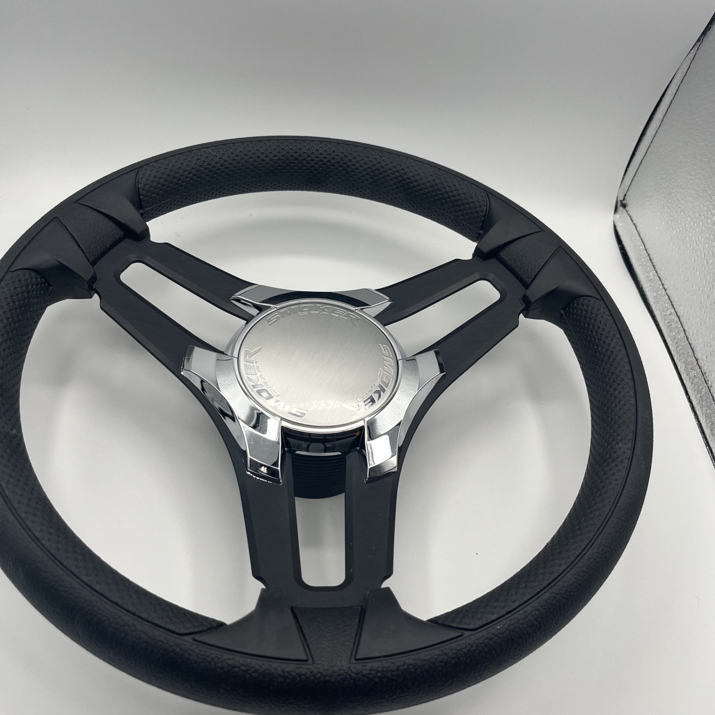 Gussi Italia Marine Steering Wheel Black Brush Metal Spokes | Smokercraft