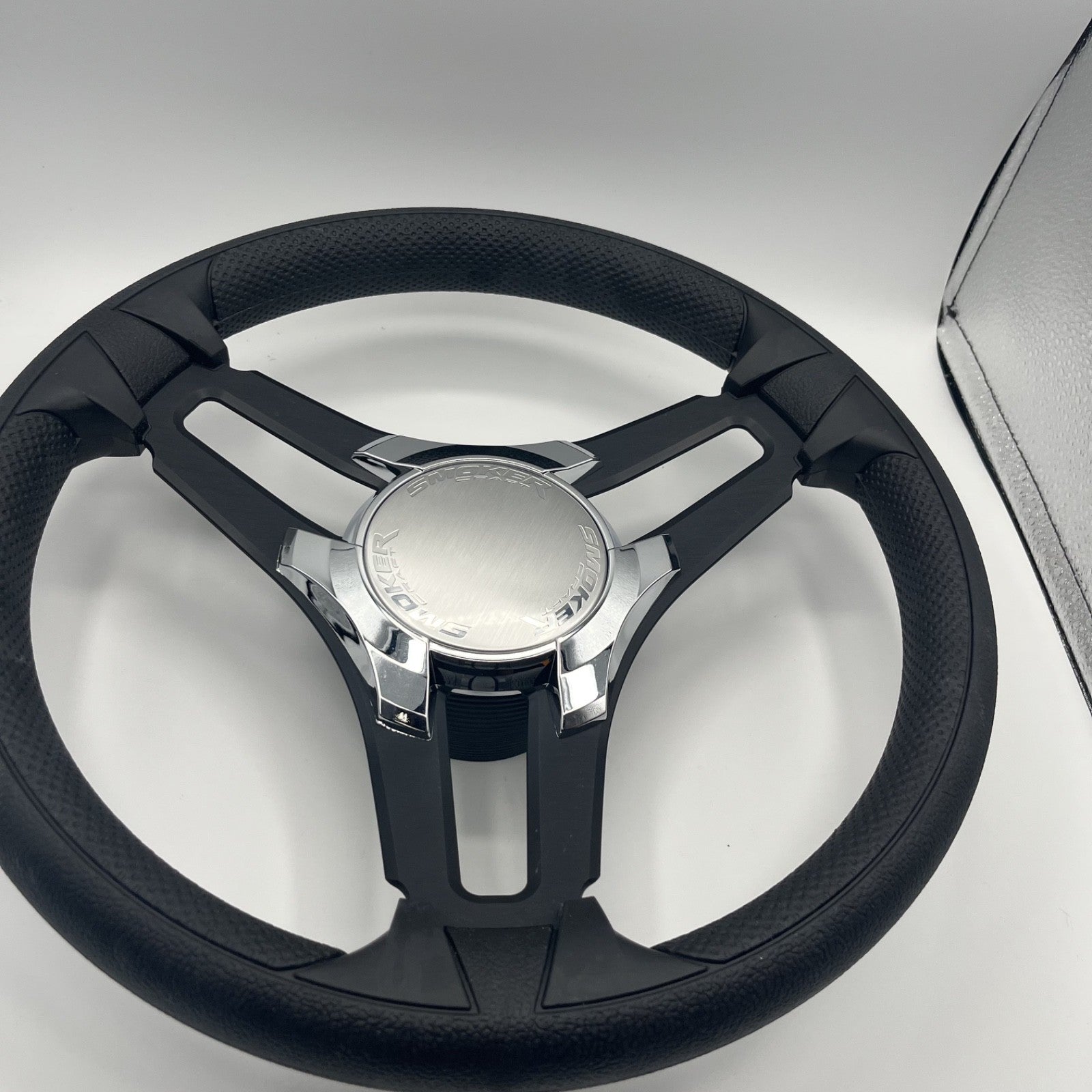 Gussi Italia Marine Steering Wheel Black Brush Metal Spokes | Smokercraft