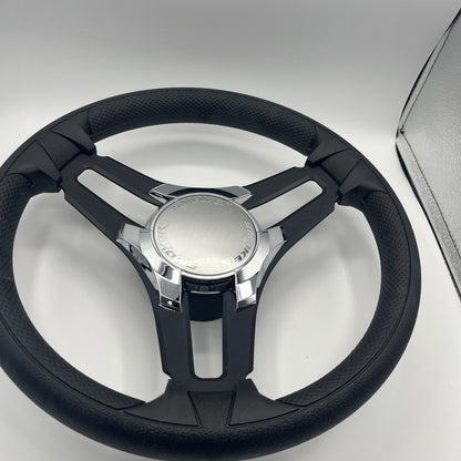 Gussi Italia Marine Steering Wheel Black Brush Metal Spokes | Smokercraft
