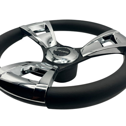 Model M13C Black & Chrome Steering Wheel fits all CLUB CAR DS Golf Carts