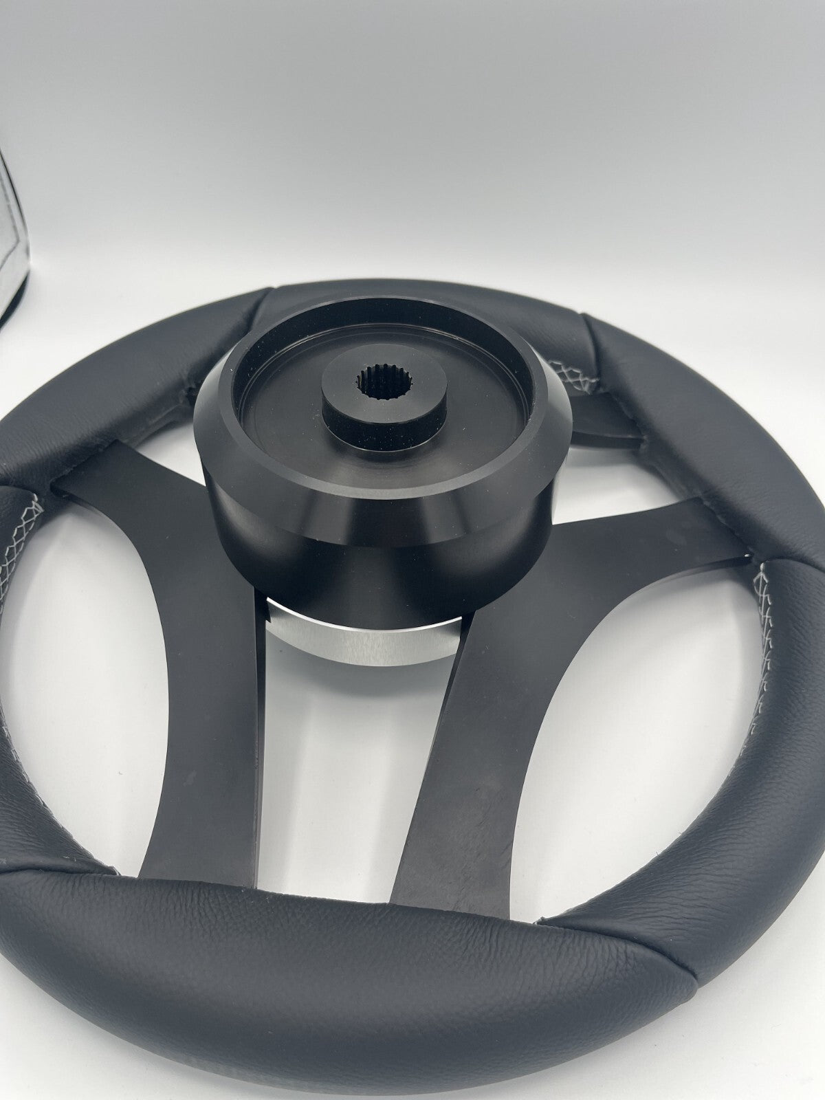 Durello Marine Steering Wheel, Black Leather Rim