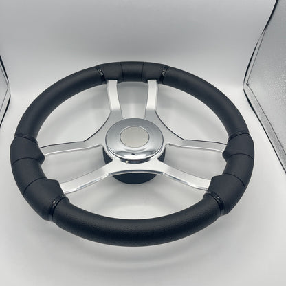 Malera Boat Steering Wheel Chrome Spokes | ABS Chrome Dome Blank SS Ctr.