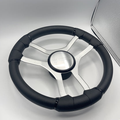 Malera Boat Steering Wheel Brushed Aluminum Spokes | Seastar Solutions