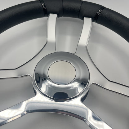 Malera Boat Steering Wheel Chrome Spokes | ABS Chrome Dome Blank SS Ctr.
