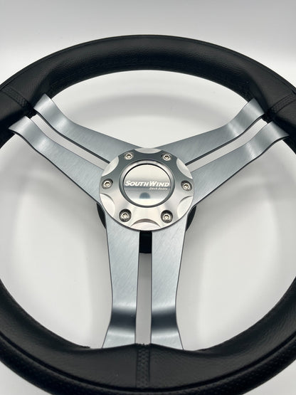 W208 Steering Wheel Gray Brushed Alum Spoke | SouthWind Deck Boats