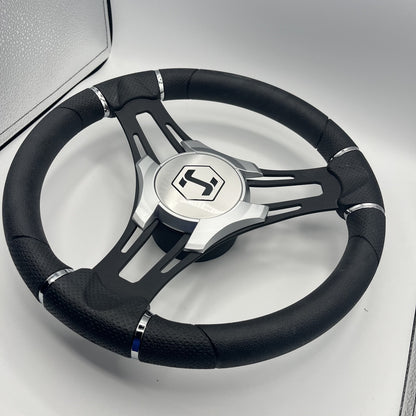 Gussi Italia Boat Steering Wheel Black Brushed Alum Spokes | Harris