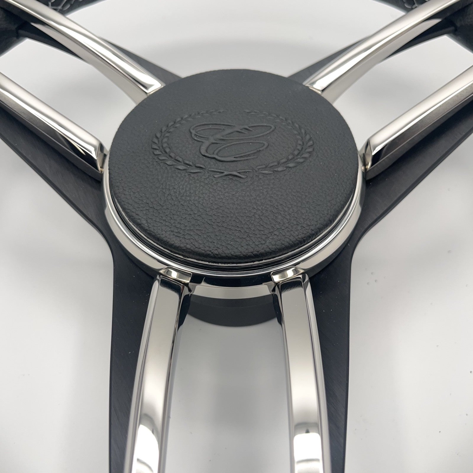 Cobalt Boat Steering Wheel Stainless Steel Spoke Leather Rim | Cobalt Boats Logo