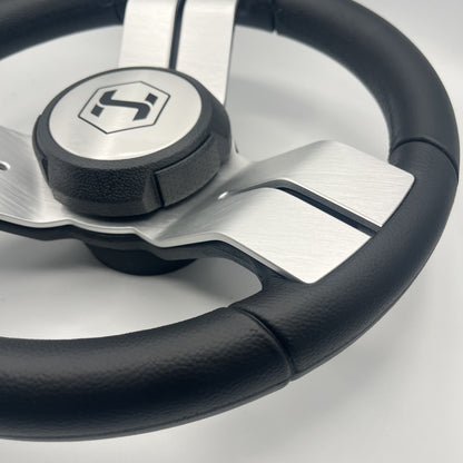 Gussi Italia Boat Steering Wheel Black Aluminum Spoke | Harris