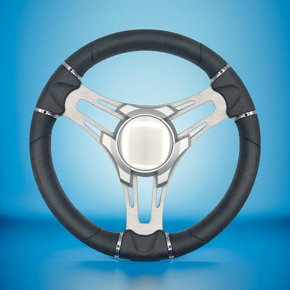 Verona Boat Steering Wheel Gray Brushed Aluminum Spokes KEYED or SPLINED HUB