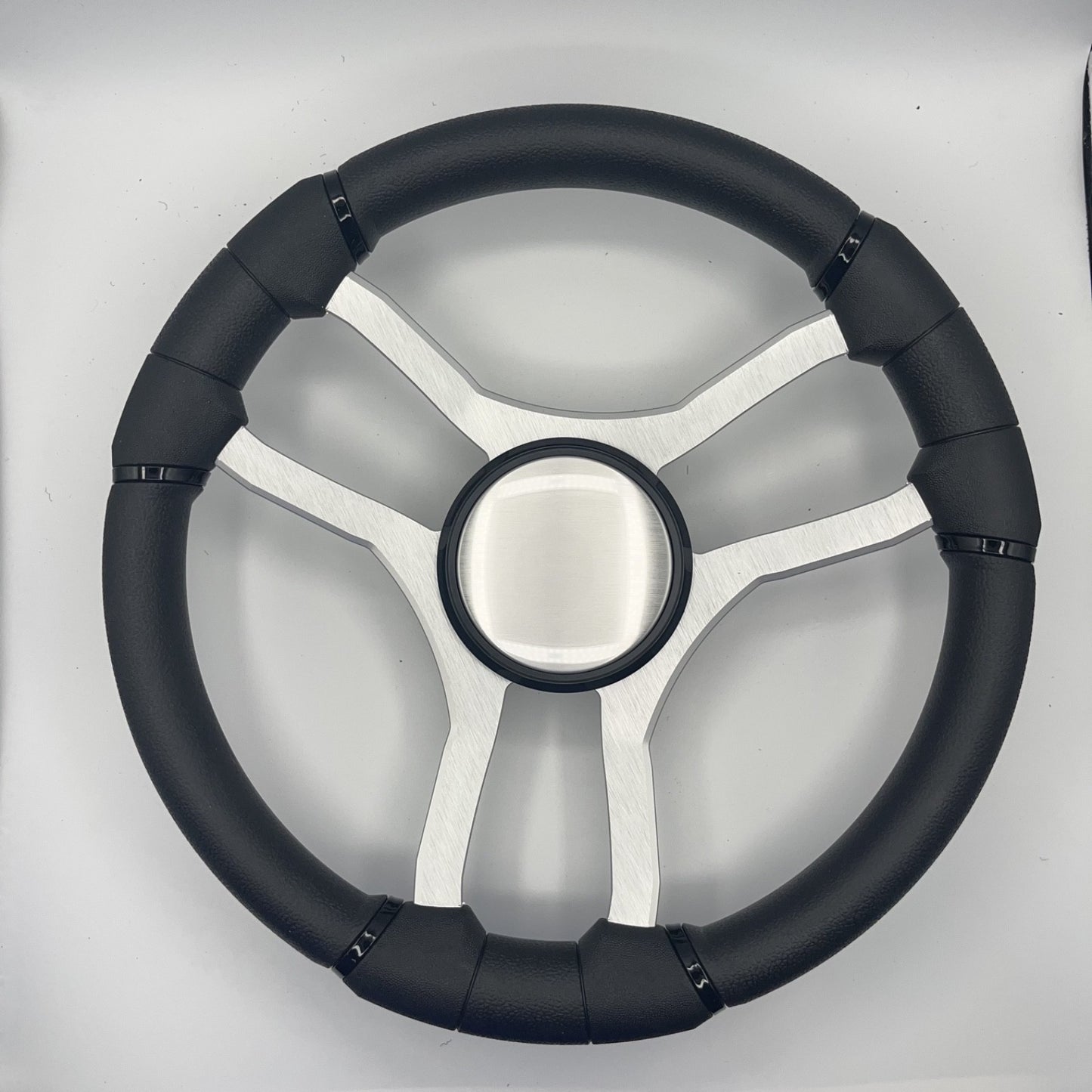 Malera Boat Steering Wheel Brushed Aluminum Spokes - Plain