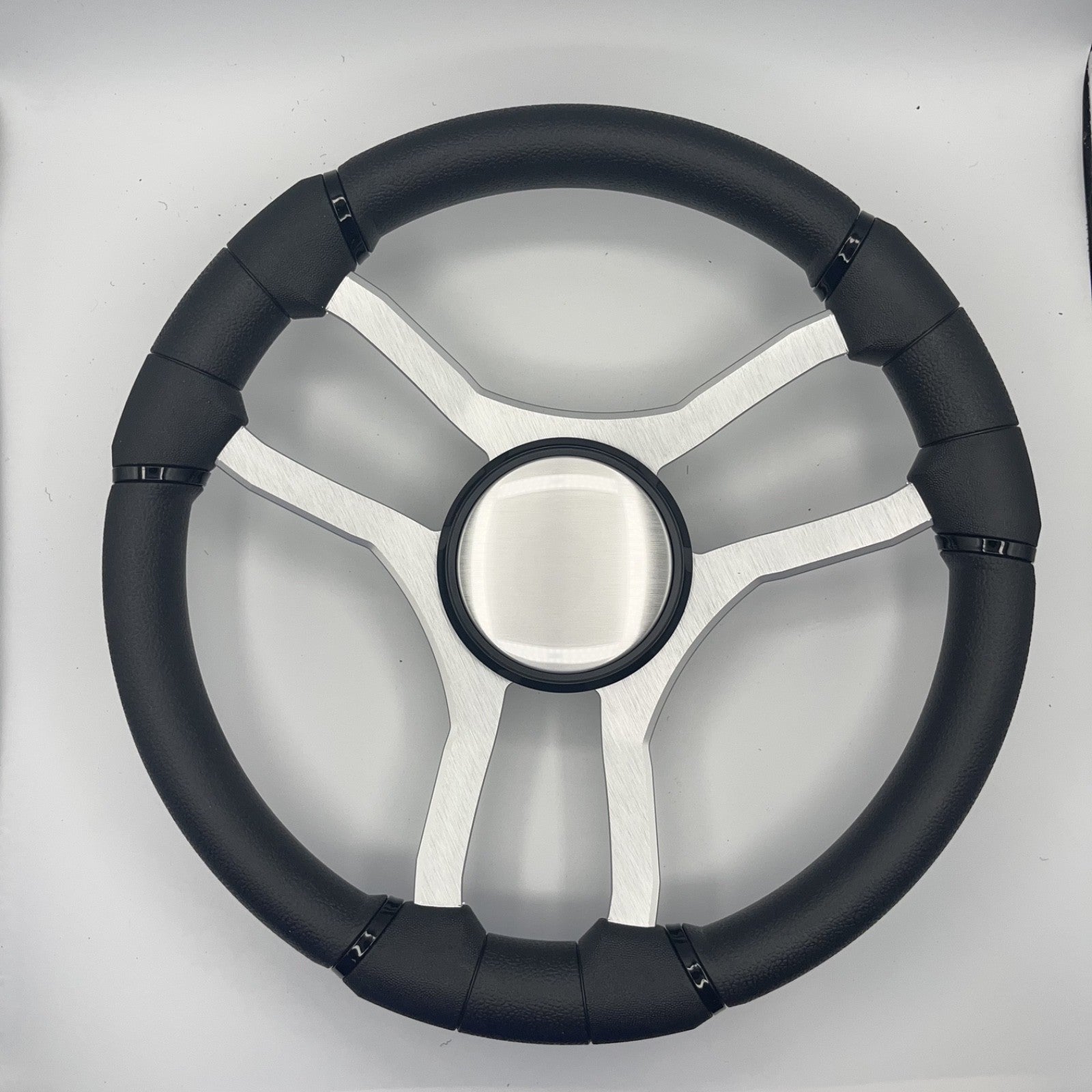 Malera Boat Steering Wheel Brushed Aluminum Spokes - Plain