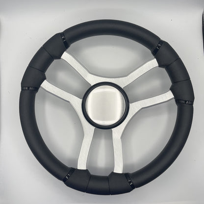 Malera Boat Steering Wheel Brushed Aluminum Spokes - Plain