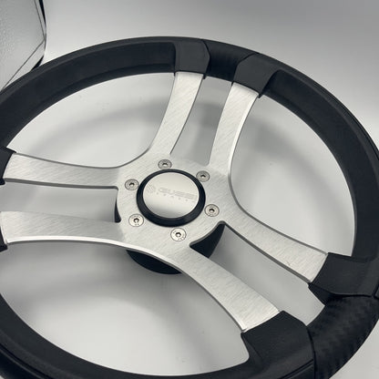 Benaco Boat Steering Wheel Brushed Aluminum Spokes | Gussi Snap-in