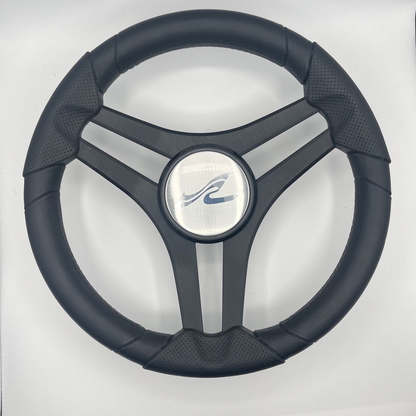 Molinara Marine Steering Wheel Black Brushed Alum Spokes | SeaRay Boats