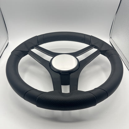 Molinara Marine Steering Wheel Black Brushed Alum Spokes | Plain Brushed