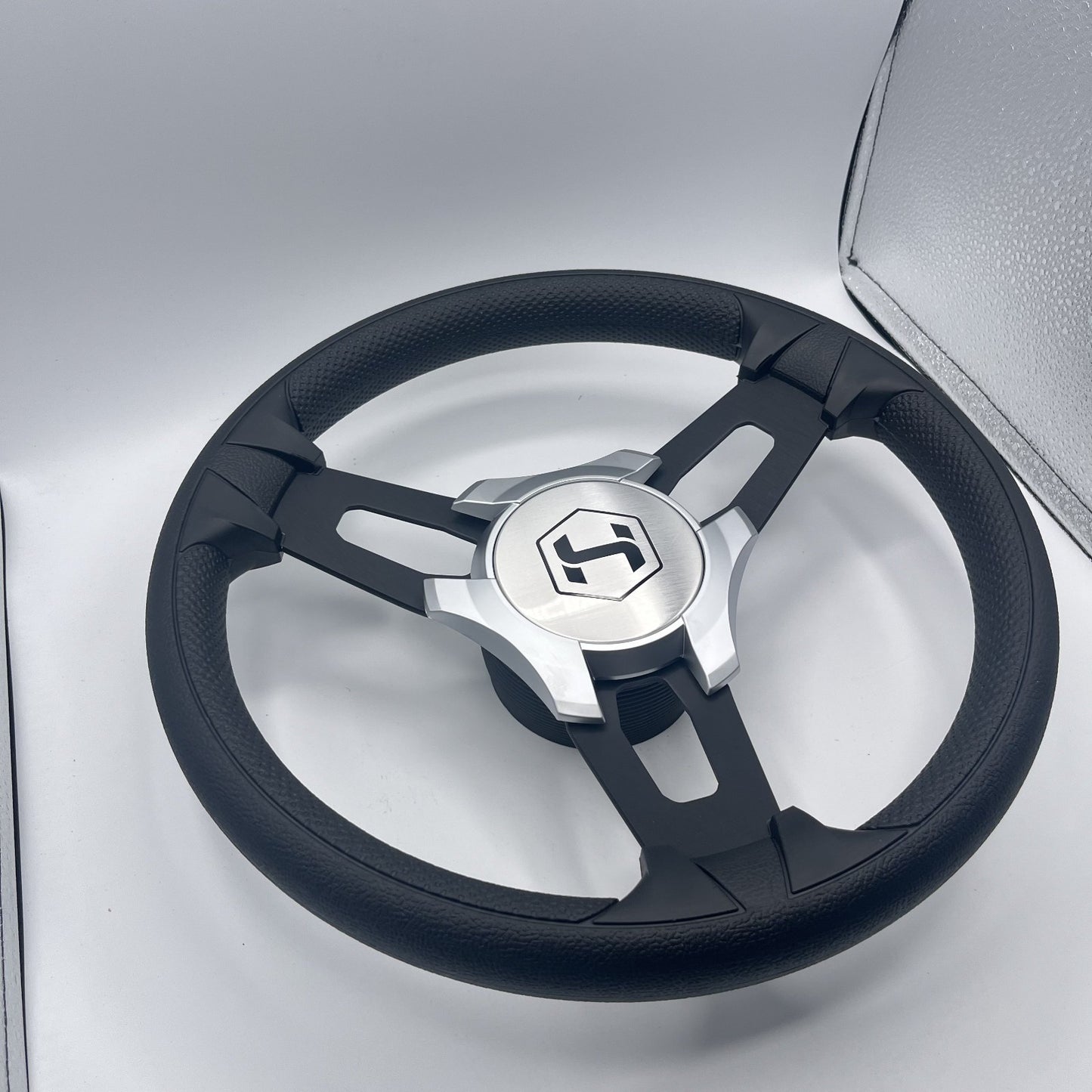 Gussi Italia Boat Model 15 Steering Wheel Black Brushed Alum Spokes | Sil Harris