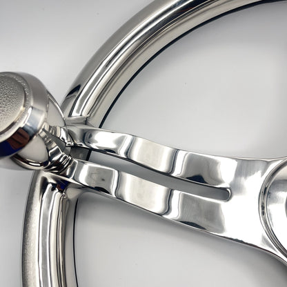 Cimbro Salt Water Boat Steering Wheel+Knob Polished Stainless Steel | Gussi