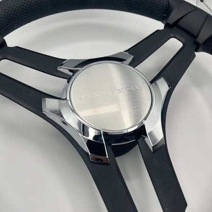 Gussi Italia Marine Steering Wheel Black Brush Metal Spokes | Manitou