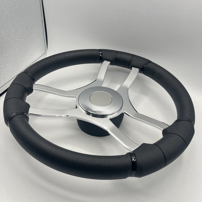 Malera Boat Steering Wheel Chrome Spokes | ABS Chrome Dome Blank SS Ctr.