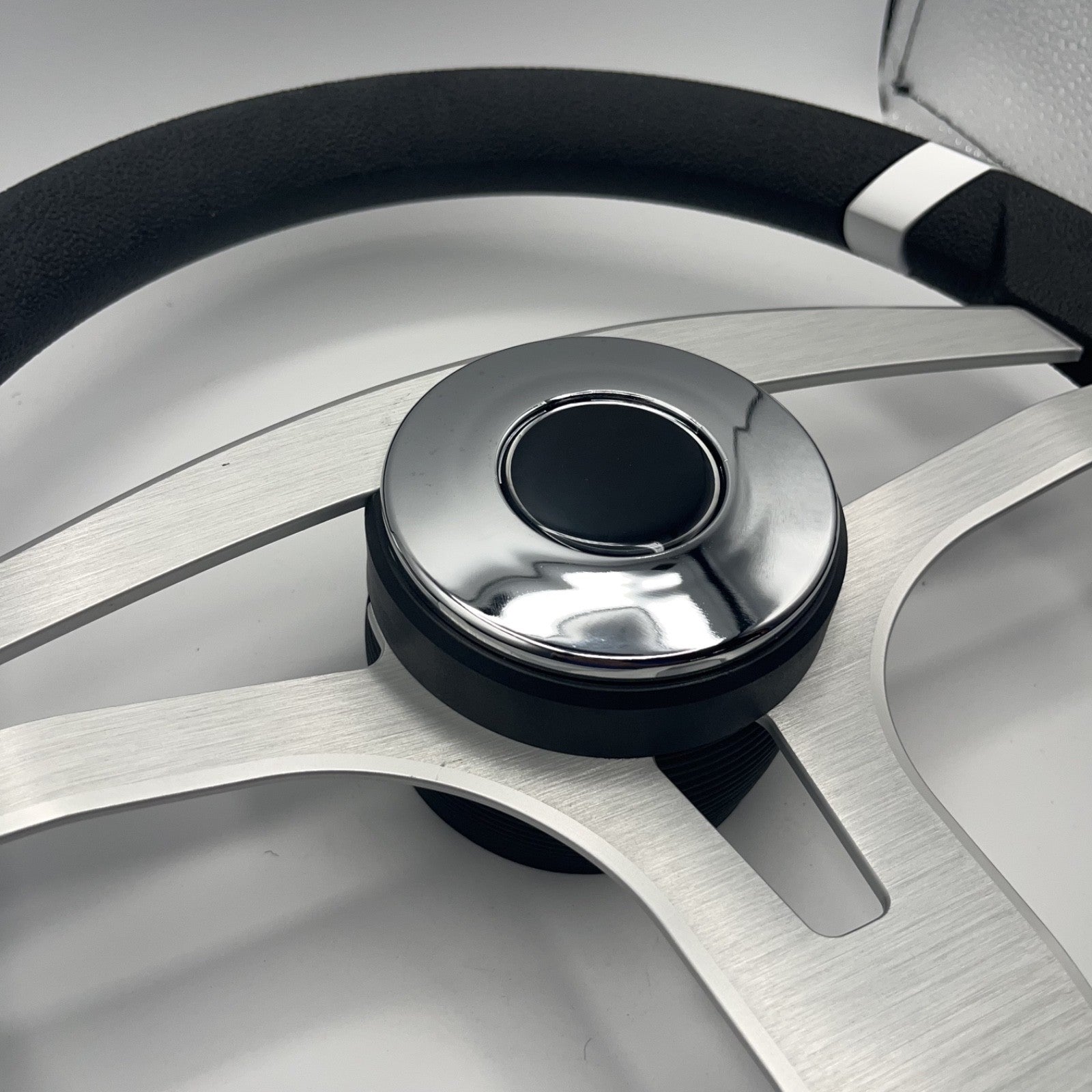 Badia Boat Steering Wheel Brushed Aluminum Spokes | Chrome-style Dome