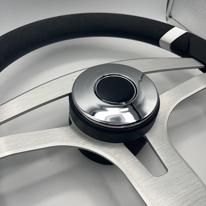 Badia Boat Steering Wheel Brushed Aluminum Spokes | Chrome-style Dome