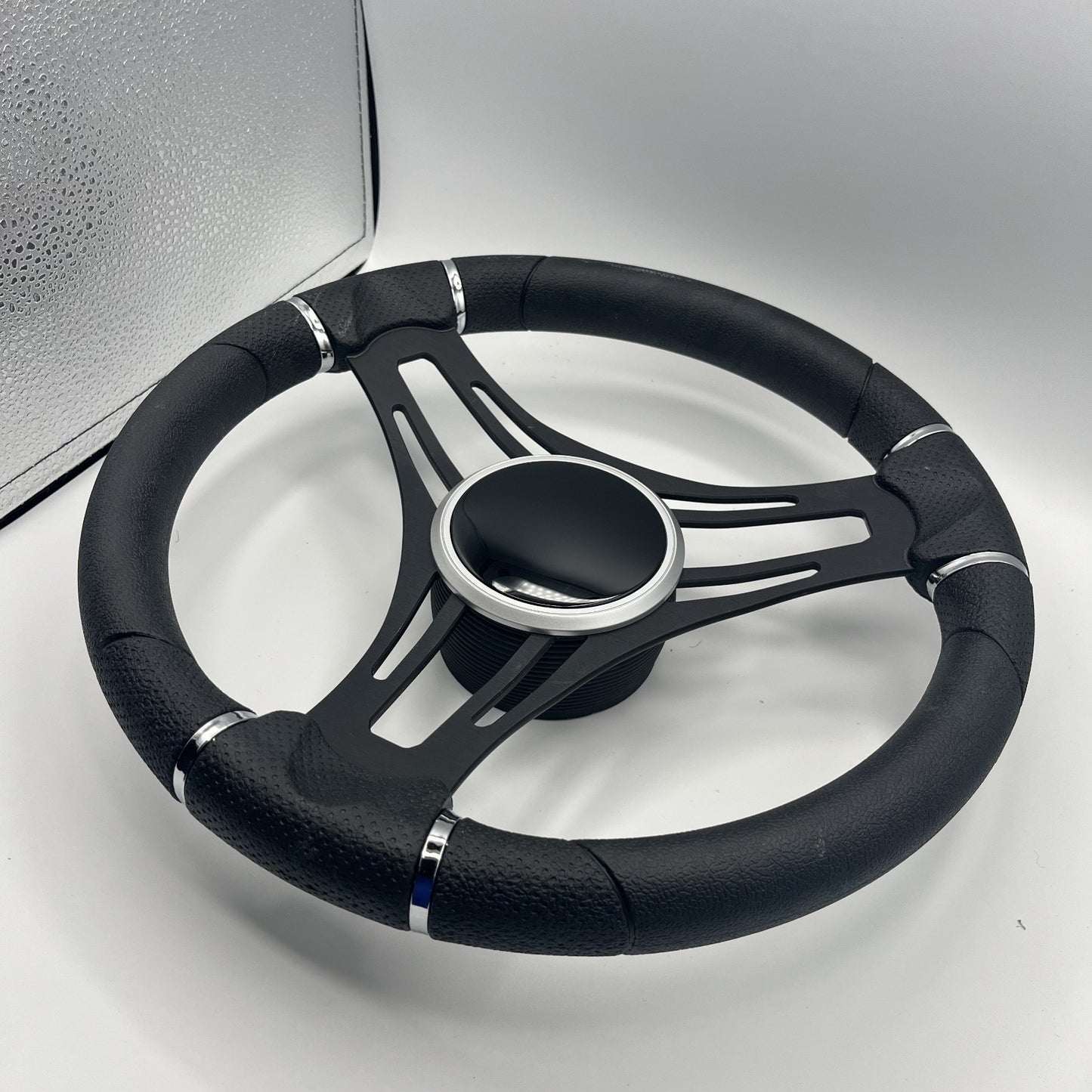 Gussi Italia Boat Steering Wheel Black Brushed Alum Spokes | Black Dome