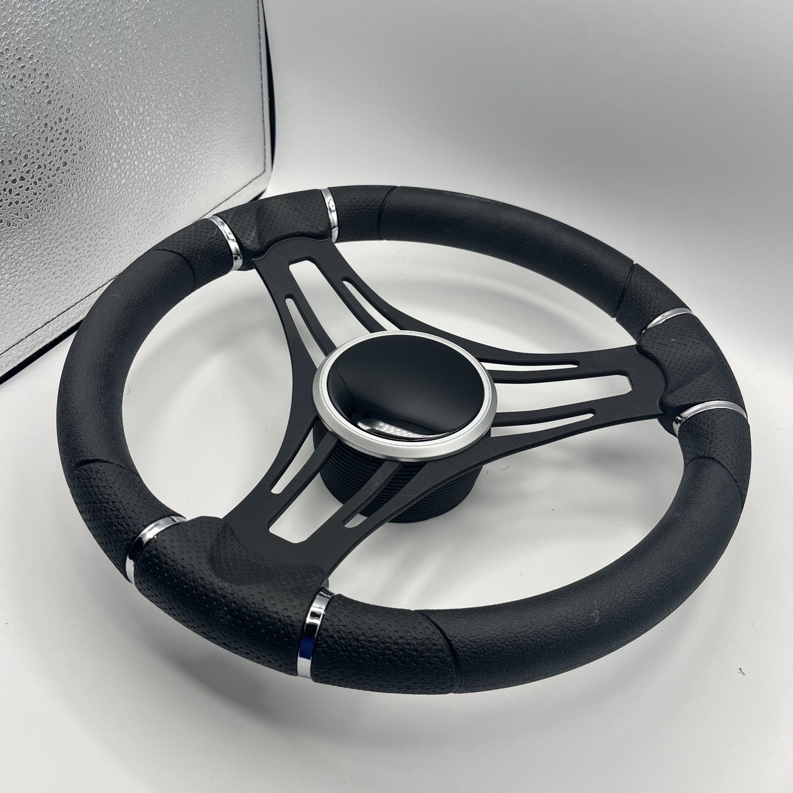 Gussi Italia Boat Steering Wheel Black Brushed Alum Spokes | Black Dome