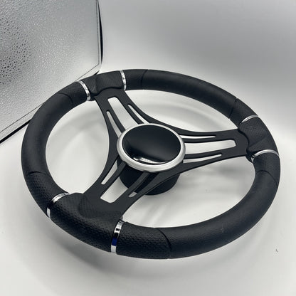 Gussi Italia Boat Steering Wheel Black Brushed Alum Spokes | Black Dome