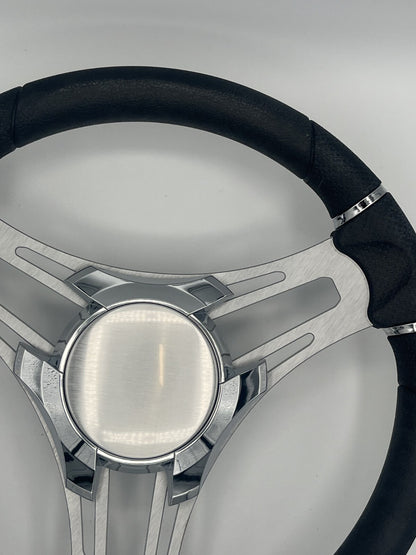 Verona Boat Steering Wheel Gray Brushed Aluminum Spokes