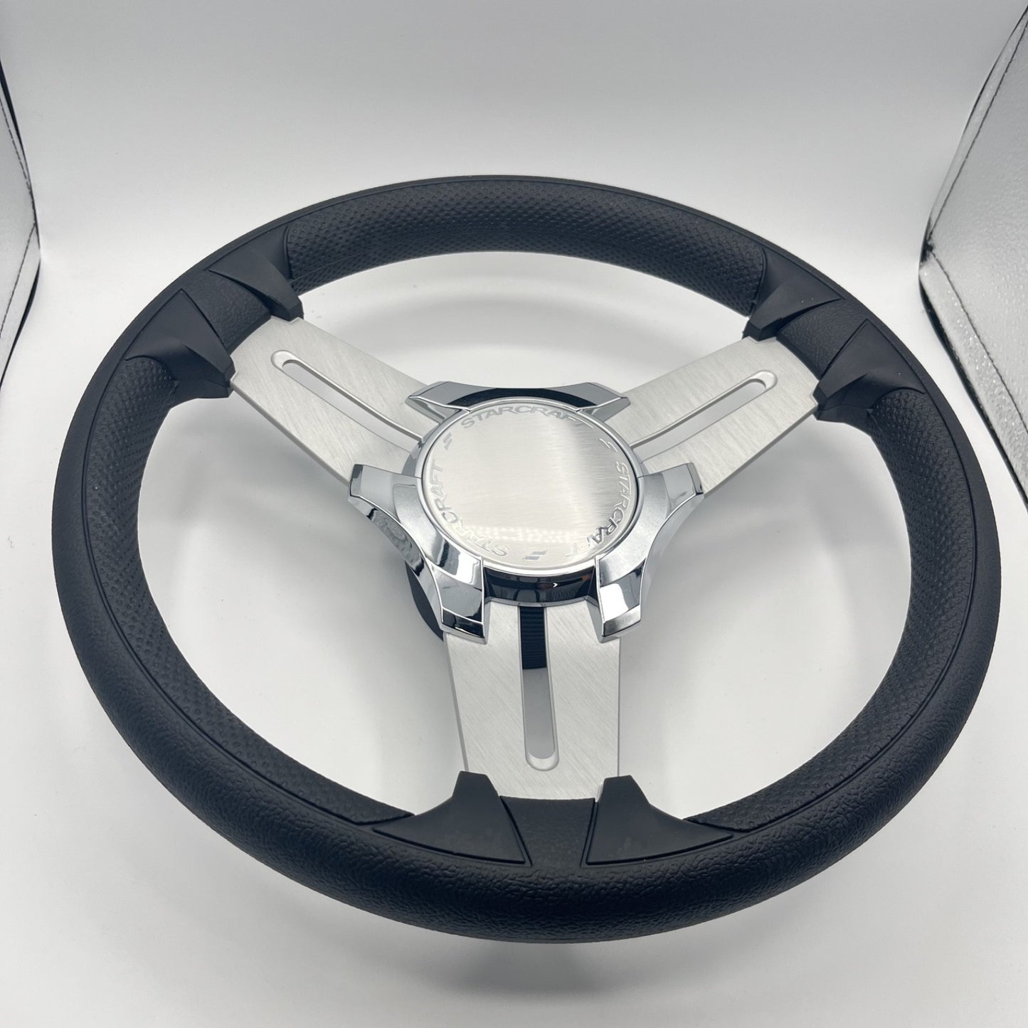 Model 15 Marine Steering Wheel Brush Alum Spokes | Starcraft Chrome
