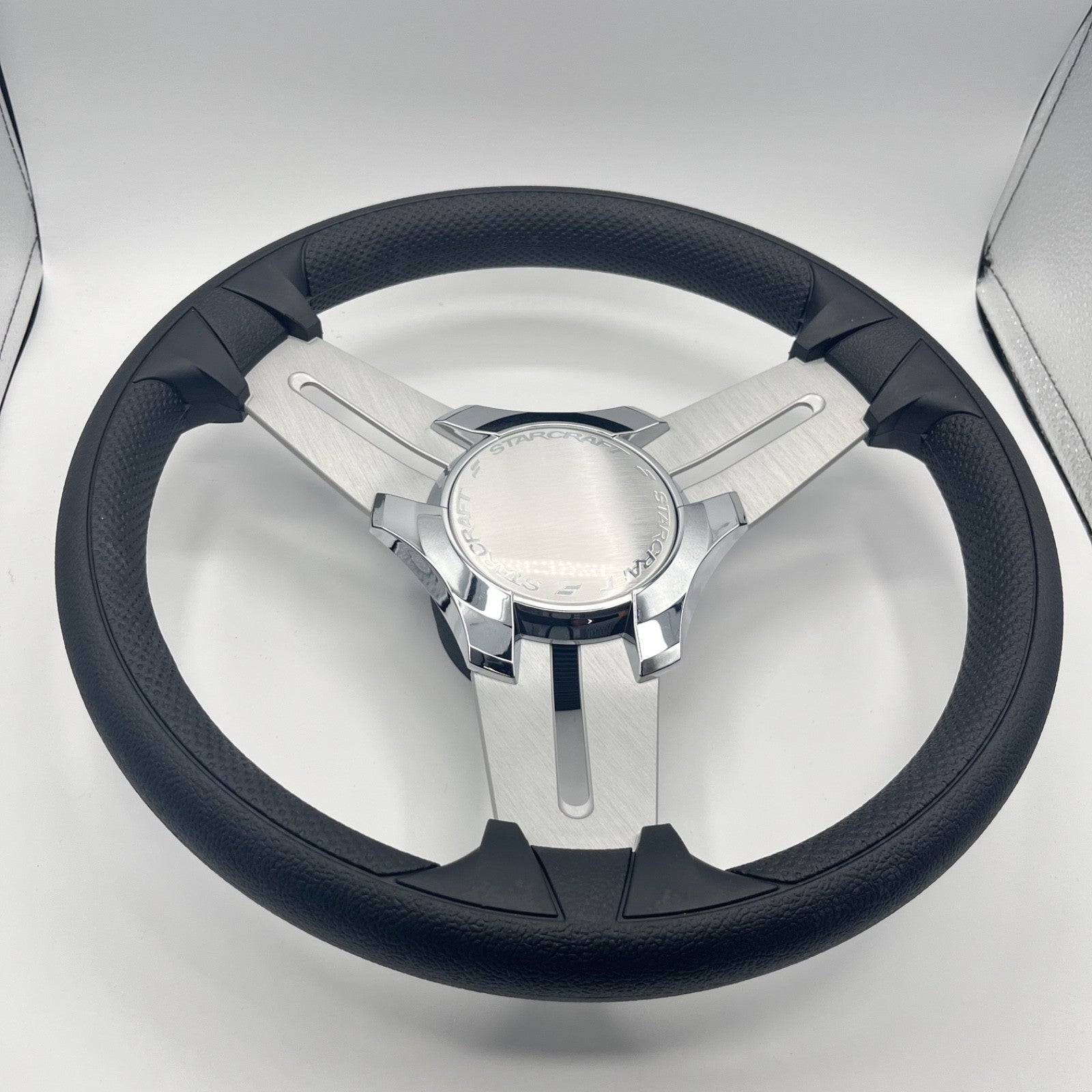 Model 15 Marine Steering Wheel Brush Alum Spokes | Starcraft Chrome