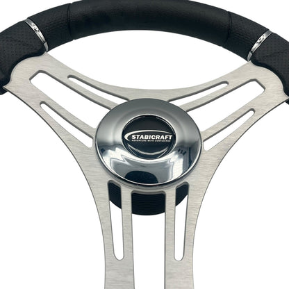 Verona Boat Steering Wheel Gray Brushed Aluminum Spokes | Stabicraft