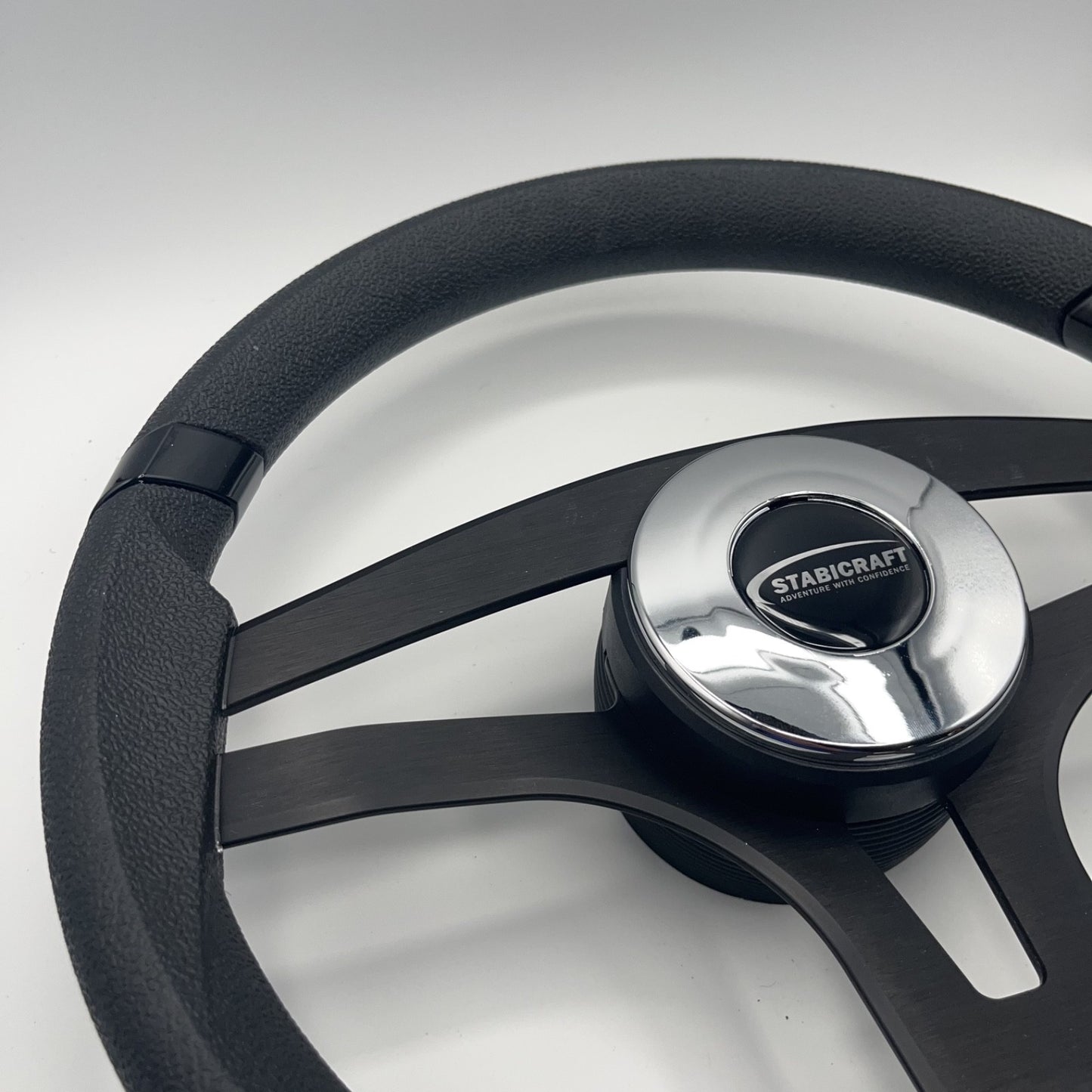 Badia Boat Steering Wheel Brushed Black Aluminum Spokes | Stabicraft