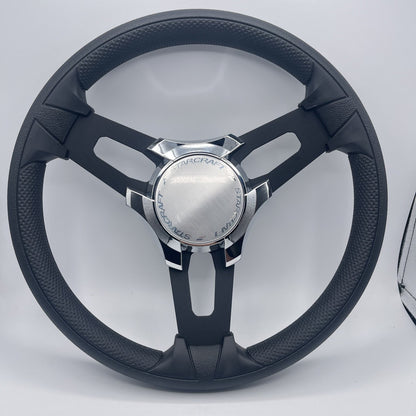 Gussi Italia Boat Model 15 Steering Wheel Black Brushed Alum Spokes | Starcraft