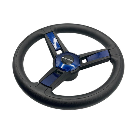 Giazza Golf Cart Steering E-Z-GO HUB Soft Touch Rim ABS Spokes - Blue Inserts