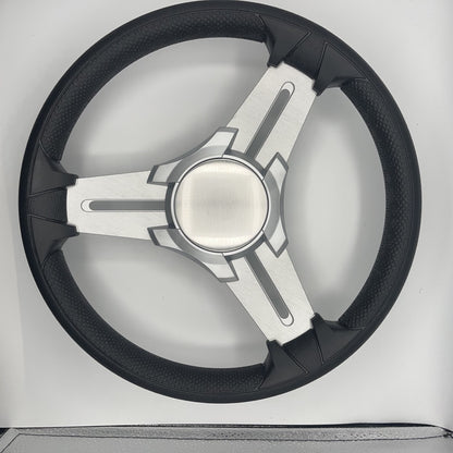 Model 15 Marine Steering Wheel Brushed Aluminum Spokes | Blank Center