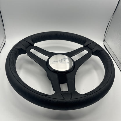 Gussi Italia Marine Steering Wheel Black Brush Metal Spokes | Sea Ray