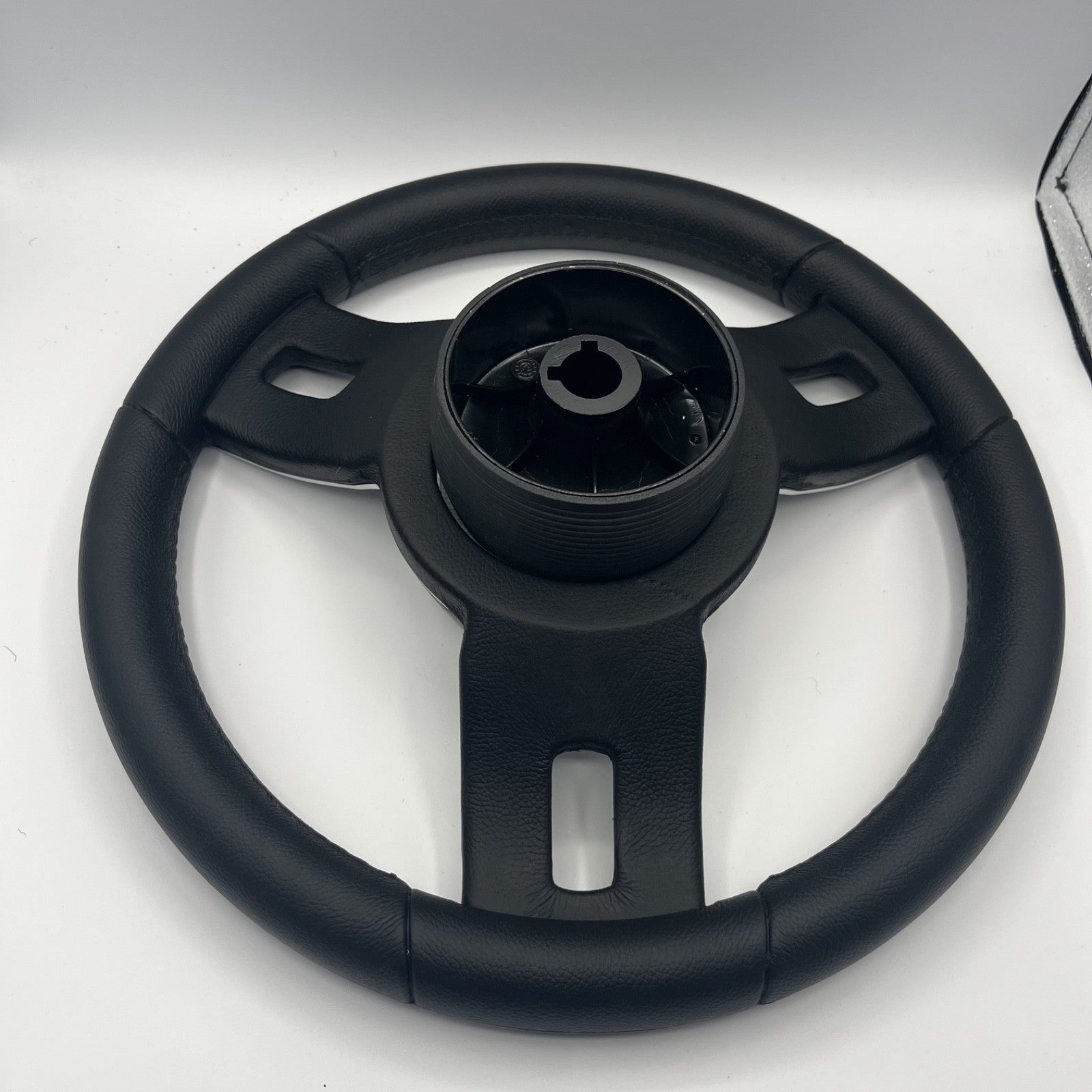 Gussi Italia Black Model 702 Steering Wheel with Keyed Hub | Blue Wave Cap
