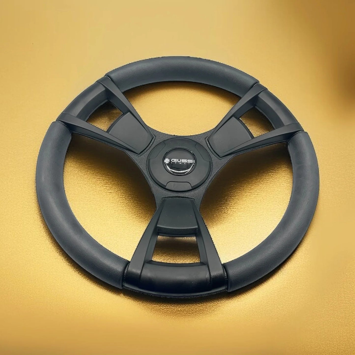 Model M13K Black Boat Steering Wheel KEY HUB Soft Touch Rim ABS Spokes